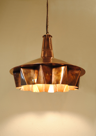 Pintuck Lamp 01 - Antique Copper Finish closeup by Sahil & Sarthak